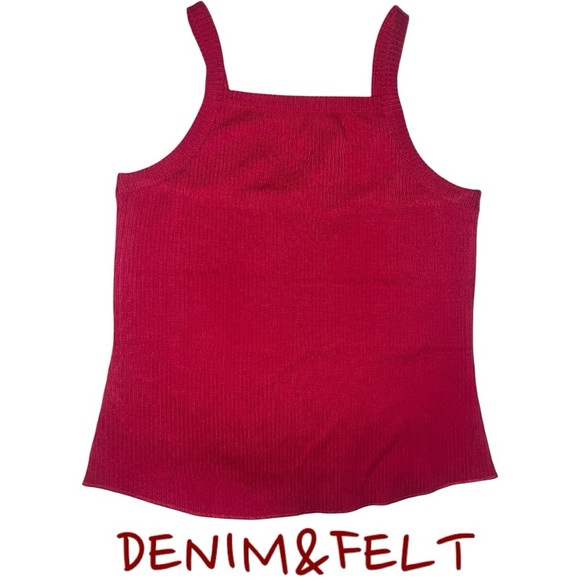 WSLY Bandier Women’s BLEECKER RIBBED STRAIGHT NECK CAMI |Color:DRAGON FRUIT| NEW - Picture 3 of 7